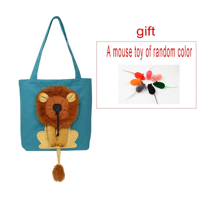 Lion Shape Cat Carriers Bags Adjustable Soft Pet Carriers Outgoing Travel Pets Handbag Portable Breathable Pet Canvas Bag